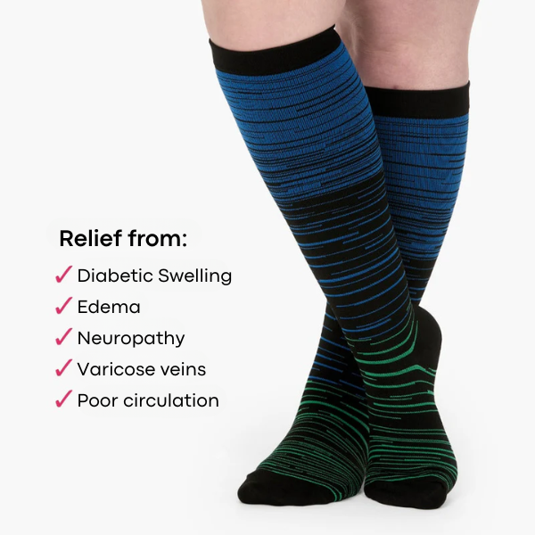 Everstride® Wide Fit Compression Socks For Pain Relief (Stripes)