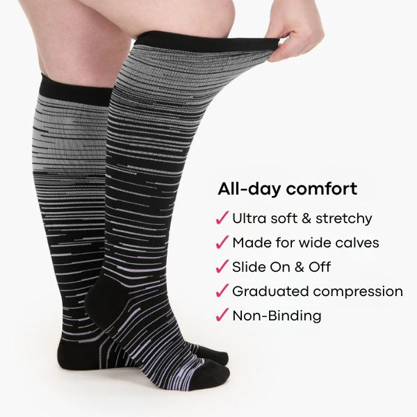 Everstride® Wide Fit Compression Socks For Pain Relief (Stripes)